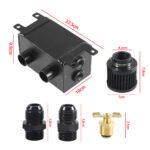1200ml 1.2L Twin Baffle Dual Filter Engine Oil Catch Can Tank Reservoir AN10 (Polished) - Image 2
