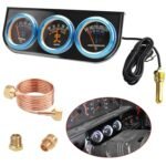 ⁦Mechanical 2'' 52mm Chrome Triple Gauge Set Water Temp Oil Pressure AMP Meter⁩ - الصورة ⁦2⁩