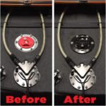 ⁦Black Fire-Resistant Gas Tank Filler Cap 150mm with Air Vent - Compatible with Honda CBR, CB Series⁩ - الصورة ⁦4⁩