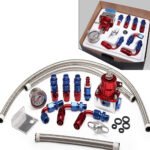 Universal Red Adjustable Fuel Pressure Regulator Kit Oil 0-100psi Gauge -6AN - Image 3