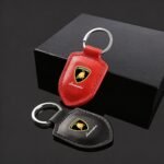 Lamborghini Crest Emblem Genuine Leather Keychain - Image 3