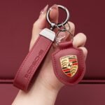 Genuine Leather Porsche Keychain