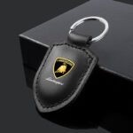 Lamborghini Crest Emblem Genuine Leather Keychain - Image 2