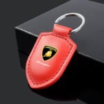 Lamborghini Crest Emblem Genuine Leather Keychain